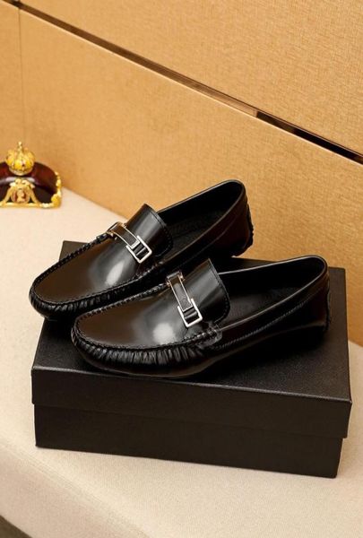 

new arrivals men brand business party wedding dress shoes men formal slip on genuine leather flats fashion casual loafers size 381995527, Black