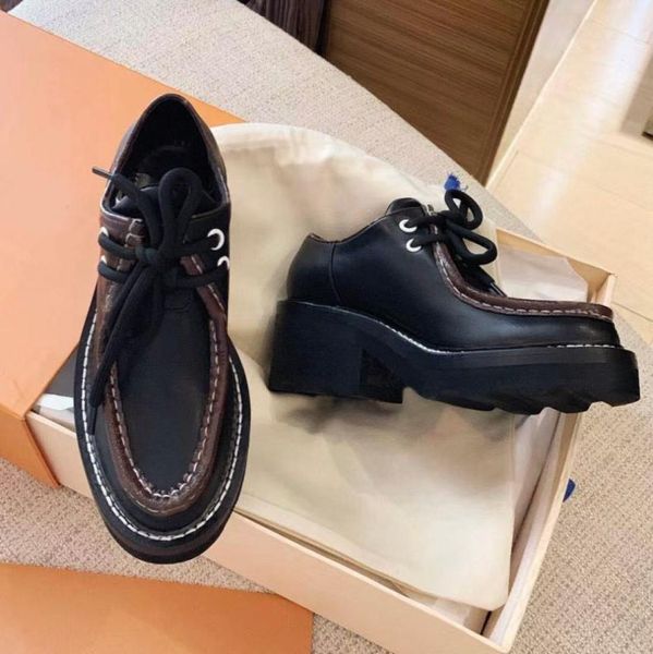 

women dress wedding party shoes leather shoe platform sandal fashion business formal loafer social chunky shoes size 6063423, Black