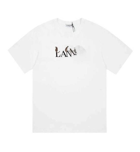 

ss23 designer lanvins t shirt branded high street loose short sleeve couple tshirts for men and women couple cotton base tee white, White;black