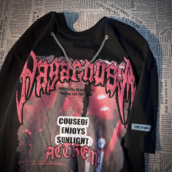 

womens tshirt european and american br vintage necklace short sleeved tshirt men women summer ins loose street retro 230419, White