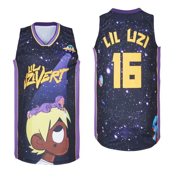 

movie basketball 16 lil uzi vert jersey men summer hiphop high school embroidery university for sport fans vintage team color black shirt br