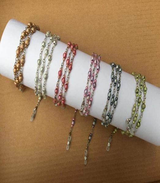 

6 pieceslot colorful beaded eyeglass necklace chain spectacle retainer holder with silicone loop 6 colors available3200762