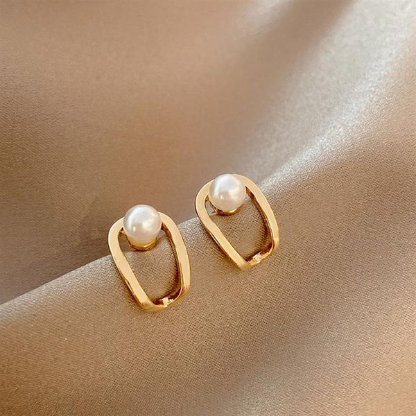 

designer jewelry dangle earrings s925 silver needle temperament contracted compact u-shaped pearl earrings299d