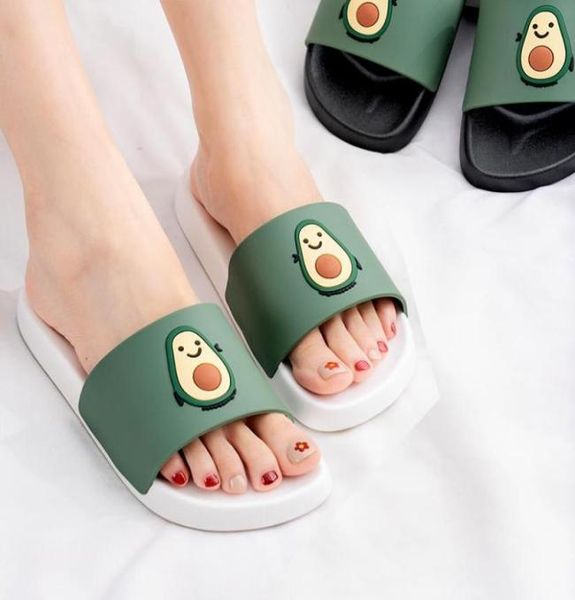 

slippers ins fashion women summer slide sandals beach slides cartoon avocado soft sole flip flops men couple flat shoes1222787, Black