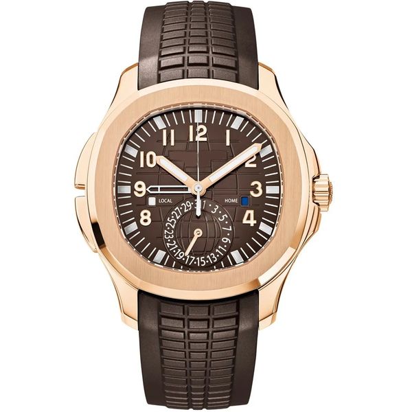 

selling watch fashion automatic watch 40mm green 5164 aquanaut travel time movement mechanical transparent mens rubber wristwatches waterpro, Slivery;golden