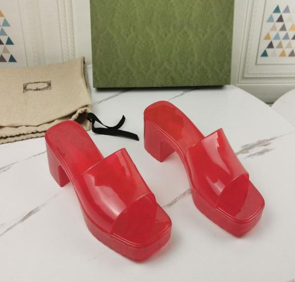 

jelly color transparent slippers women039s good quality middle heel classic fashion can be worn on any occasion with complete p2133616, Black