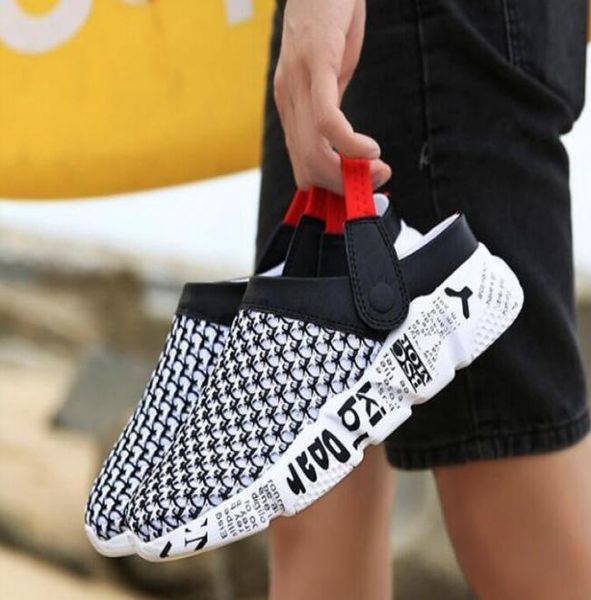

men summer casual garden shoes breathable mesh clogs beach flip flop slipper comfortable black slide sandals for male1777698
