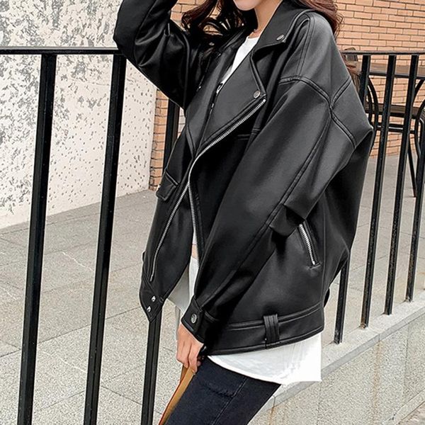 

jackets black faux leather jacket women pu motorcycle jackets coat korean autumn winter fall jackets for women 2022 new fashion elegant, Black;brown