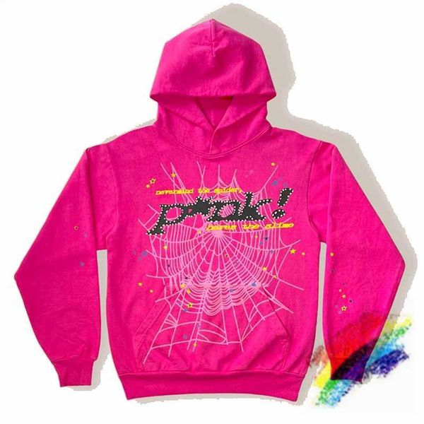 

2023 red sp5der young thug angel hoodies men women 1 1 quality foam printing spider web pullover sweatshirts, Black