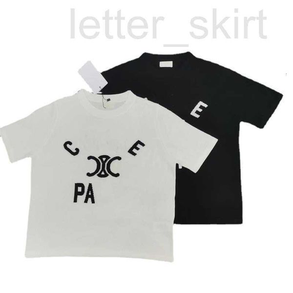 

women's knits & tees designer 2023 spring/summer new leisure fashion versatile round neck letter embroidery short sleeve knitwear trend, White