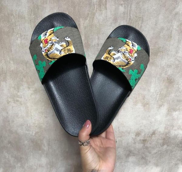 

stylish slippers luxury tigers fashion luxury sandals men women slippers tiger cat design summer huaraches slippers flip4032913, Black