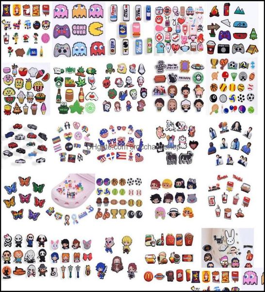 

shoe parts accessories shoes whole pvc cartoon croc charms decoration buckle clog pins charm buttons drop delivery mix randoml6871257, White;pink