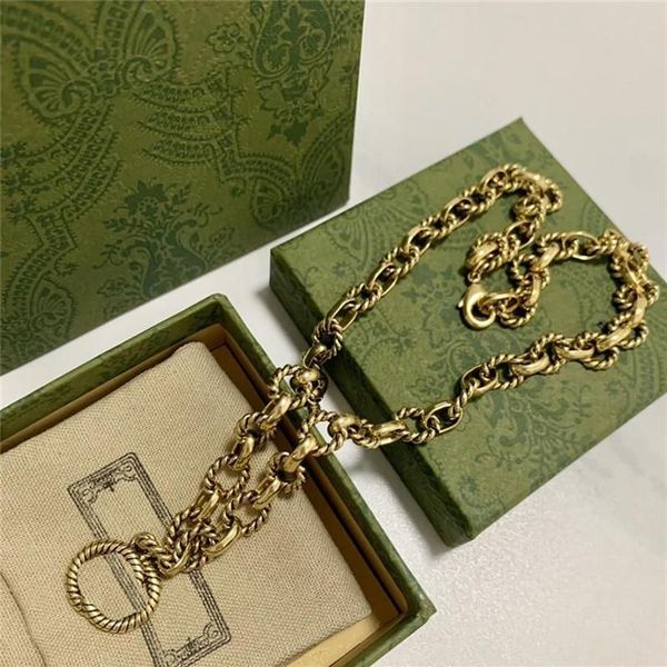 

vintage double letter chain necklaces interlocking letters pendant necklace designer everyday versatile pendants jewelry307v, Silver