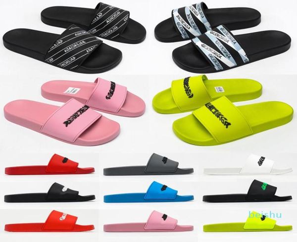 

2021 paris bb 3d printing logo sliders mens womens slippers summer sandals beach ladies flip flops loafers black outdoor home slid8265113