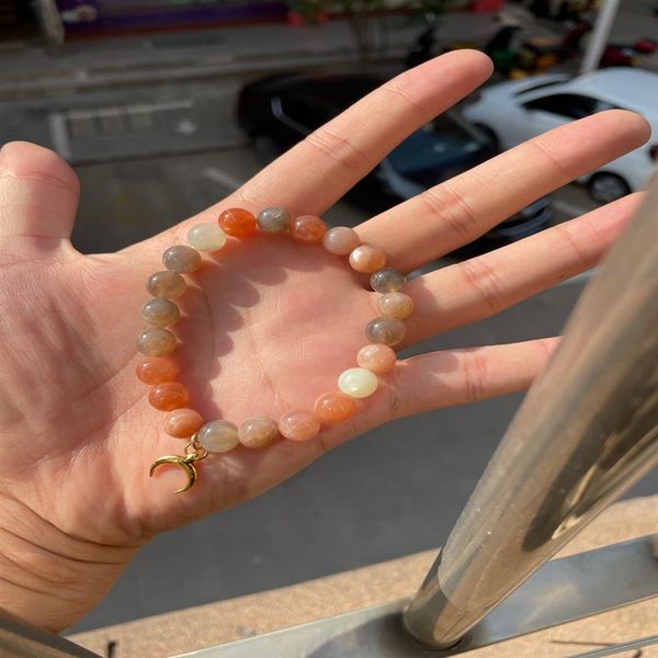 

new mg1112 mixed moonstone bracelet with small moon pendant in gold bracelet245s, Black