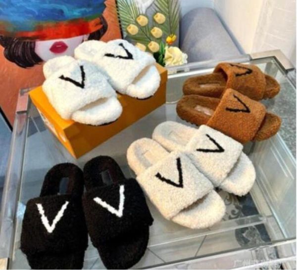 

paris platform plush fur furry slippers women paseo comfort flat mules wool shoes flats luxury designer fashion sheepskin fluff sa7686147, Black