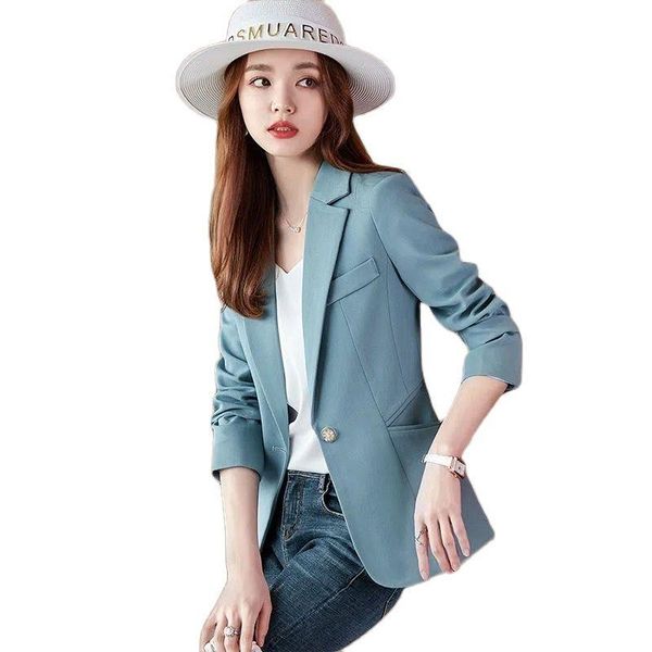 

pants lining women's blazer new spring autumn splicing a buckle fashion wild age reduction slim fit elegant female suit jacket, White