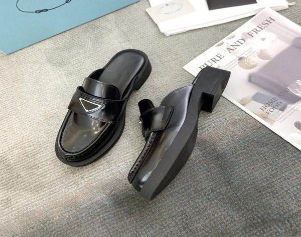 

black white brushed leather mules slippers low heel slides womens fashion flat mule slipper casual flip flops rubber sole saddle s4747535