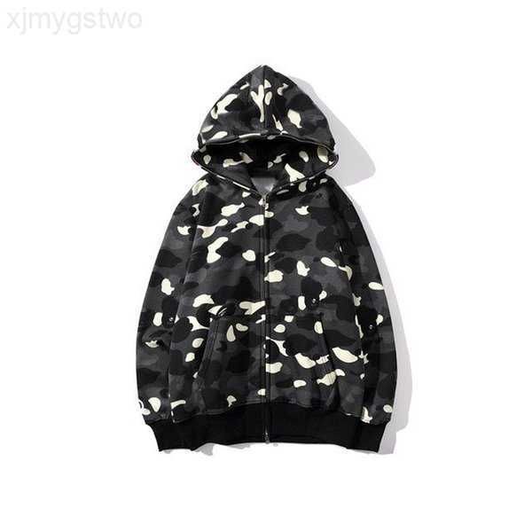 

shark mens designer hoodies men women ape stylist jacket hoodie hoody camouflage print sweatshirts hip hop style camouflage 100wfw, Black