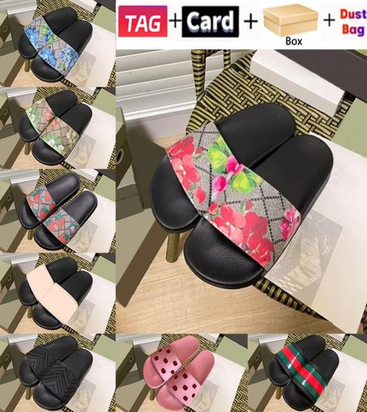 

luxury women men slippers rubber slides sandal black floral canvas blue flowers matelasse slide strawberry print stripe slide ecru9309088
