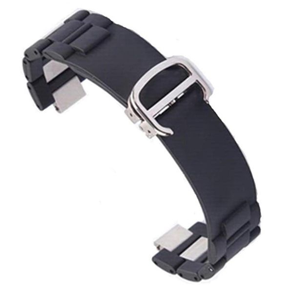 

watch bands quality silicone watchband 10mm black waterproof strap for car 21 chronoscaph & autoscaph diy replace2337, Black;brown