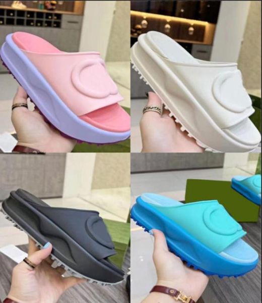 

designer rubber sliders platform sandals women hole slippers mens thick bottom eva shoes increased nonslip casual shoe with box 31489590, Black