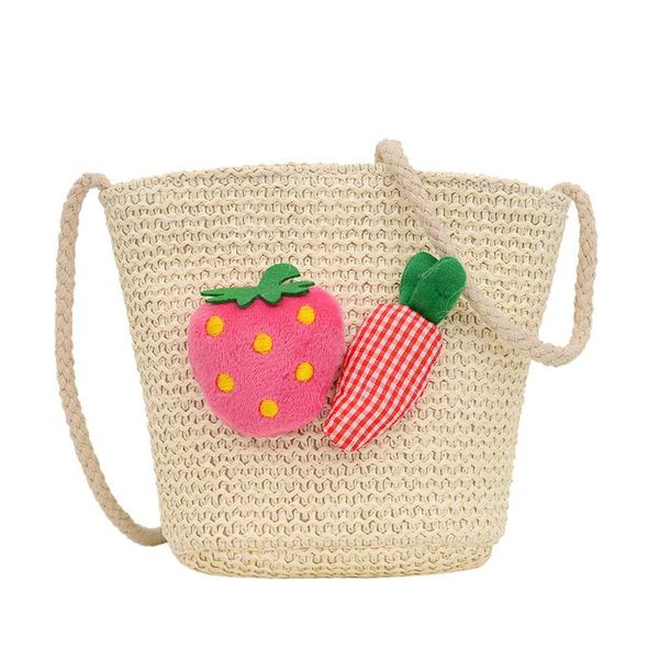 

handbags kids bags childrens straw fashion cherry beach girls bucket e9320, Black