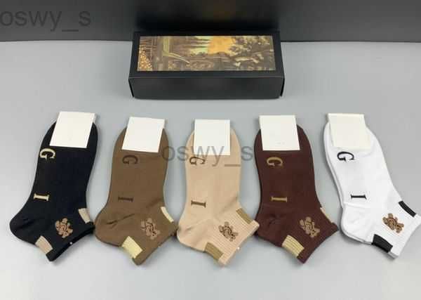 

designer men's socks men's and women's socks five brands luxury fashion couple sports winter mesh alphabet knitted socks cott, Black