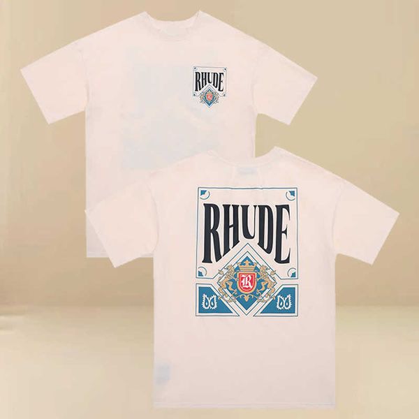 

mens tshirts designer fashion clothing tees hip hop trendy rhude playing card simple high street american style couple casual loose summer n, White;black