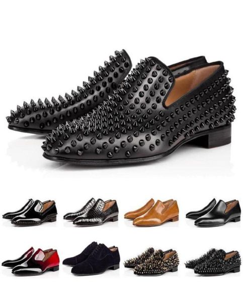 

with box cut dress platform shoes suede leather studded spikes flats black white men women party lovers sneakers9131475