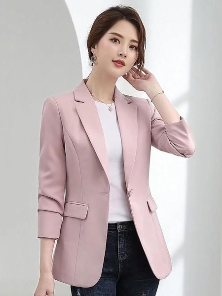 

pants fitshinling 2022 autumn spring basic blazer woman clothes button fashion solid slim jacket female new arrival coats overwear hot, White