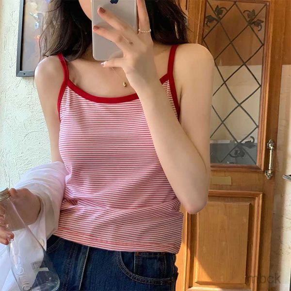 

women's tanks camis 7colors korean style camisole women tank female summer 2022 sleeveless slim striped patch crop womens (x2059) musi, White