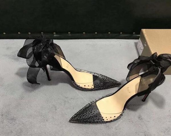 

2019 ladies high heel transparent belt drill dress shoes ladies fashion party sandals wedding shoes5057117, Black