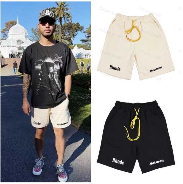 

rhude mens mesh shorts fashion men women casual reflective skateboard hip hop beach rhude pocket white border short asian size s-xl w2, White;black