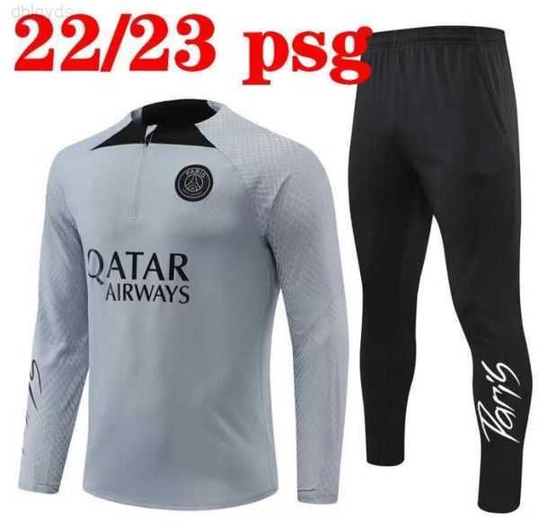 

2021 21/22 2022 psgs football tracksuit 2023 classic style paris mbappe player version training suit half pull long sleeve sergio ramos verr, Gray