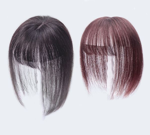 

4.7"x3.1"wiglet human hair er with flat bang, natural black red brown 8",12", Black;brown