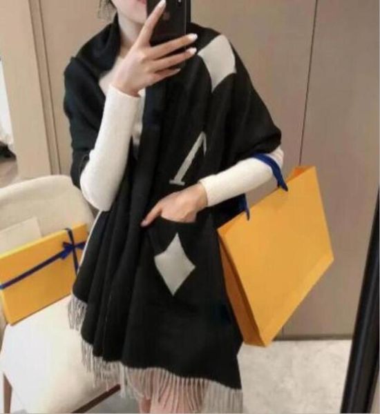

new fashion designer scarf with geometric patterns winter letters print cashmere scarves for women warm plaid cotton shawl wraps s4441966, Blue;gray