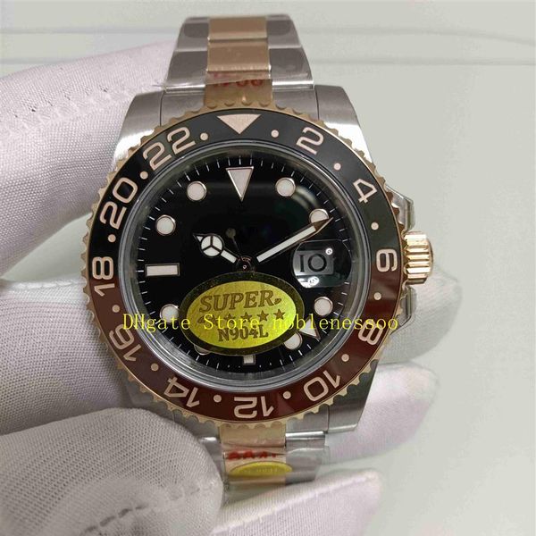 

real po v12 n factory cal 3285 movement automatic watch mens 40mm two tone rose gold ceramic 126711chnr sapphire glass 126711 n230m, Slivery;brown