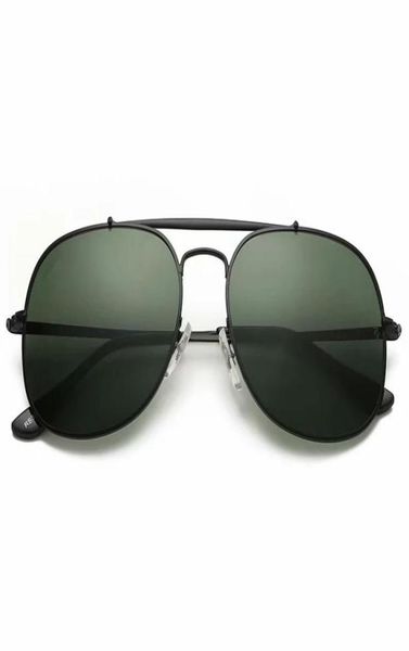 

1pcs excellent quality 3561 sunglasses for men brand designer sun glasses big size 58mm metal gold frame black glass lenses with b6879458, White;black