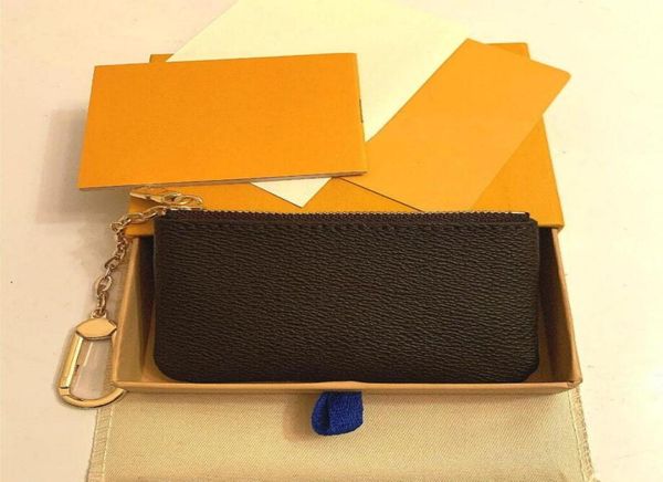 

fashion 5 colors key pouch coin purse damier leather holds classical women men holder small zipper key wallets with bo3893495, Red;black