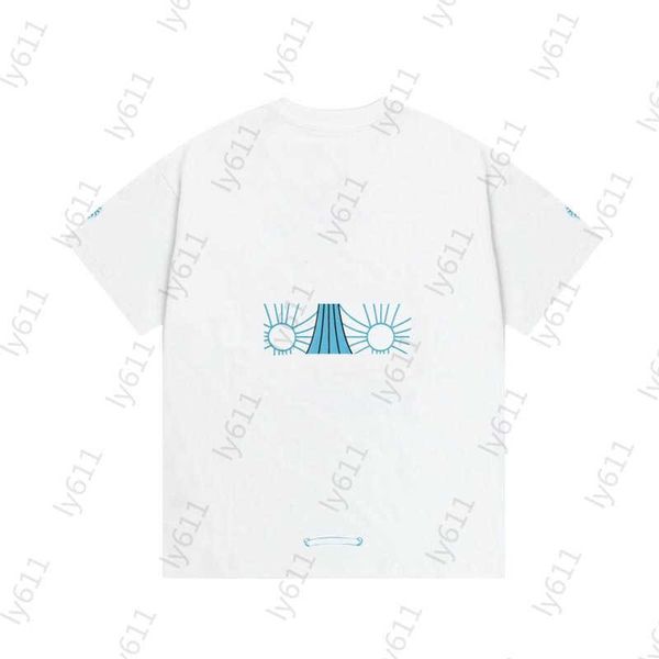 

mens t-shirts white summer spring designer clothes fashion casual versatile horseshoe flower cross brand logo printed round neck short sleev, White;black