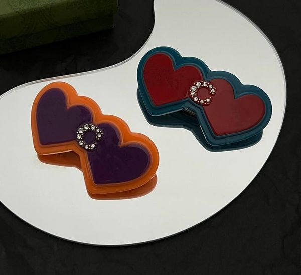 

new designer heart hair clips barrettes 2023 new fashion luxury letter printed rhinestone hairpins for women girls hair accessories