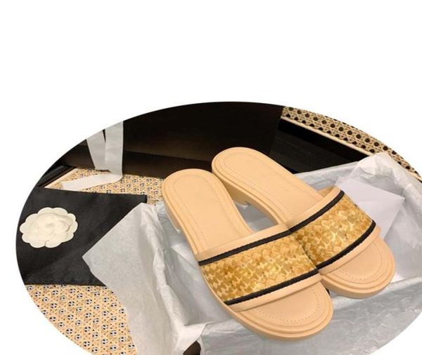 

womens slippers woven heel hight classic platform grosgrain rubber mules 2022 embroidery sandals designer luxury printed slides re5367642, Black
