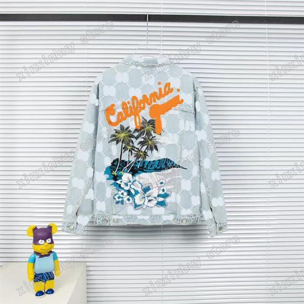 

xinxinbuy men designer coat jacket coconut tree embroidery jacquard letter long sleeve women black blue m-2xl225v, Black;brown