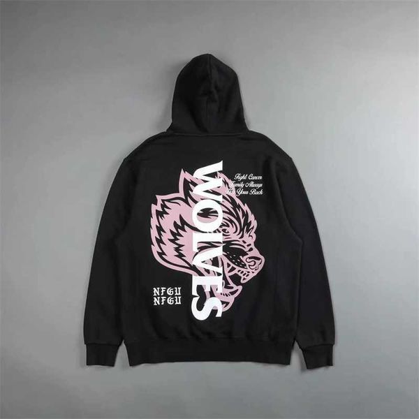 

darc sport wolves men and women hooded casual sweatshirts fleece cotton track warm hip hop sweater loose pullover oversize, Black