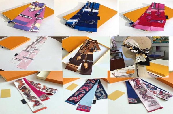 

classic 100 silk print scarf women spring scarfs wrap with tag shawls for gift 1208cm headband bag decoration1829107, Blue;gray