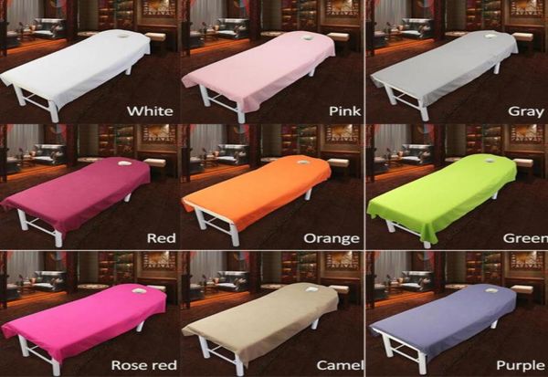 

cosmetic salon sheets spa massage treatment bed table cover sheets with hole 9 colors to choose2682086