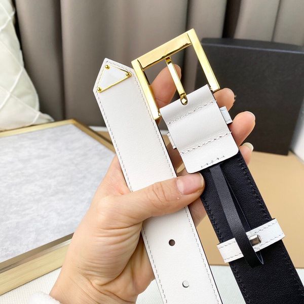 

2023 woman designer belt designer belt for woman belt 95-125cm fashion belt golden silver needle buckle black white genuine leather 3.5cm wi, Black;brown