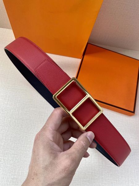 

belt man belts for men designer fashion belts genuine leather gold silver black stee geometric buckle 3.8cm width double-sided adjustable wa, Black;brown