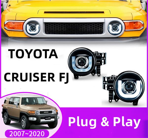 

car head lights for toyota cruiser fj 20 07-20 20 led front headlight replacement drl daytime light projector facelift